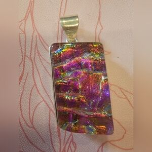 Colorful CUSTOM Sterling SILVER Glass Pendant